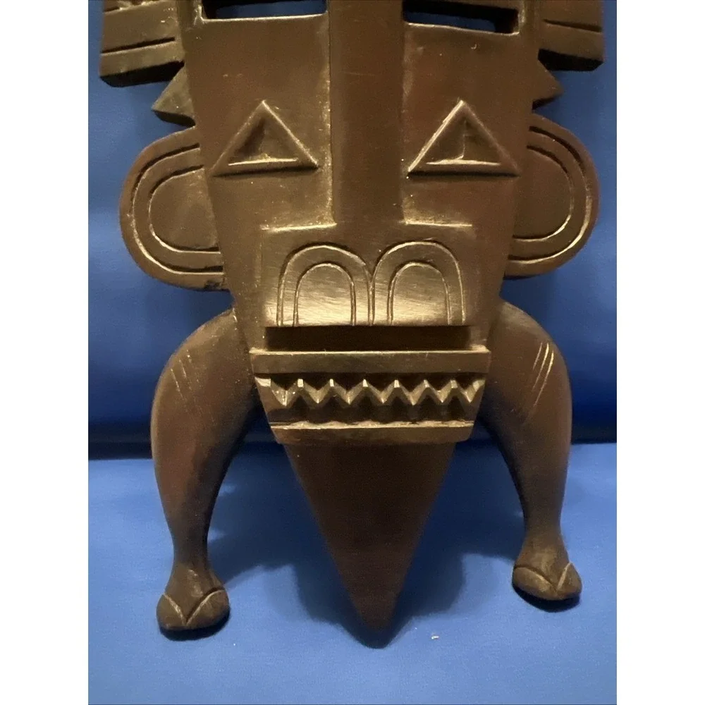 Vtg Hand Carved African Tribal Senufo Kpelie Mask Wood 16x7